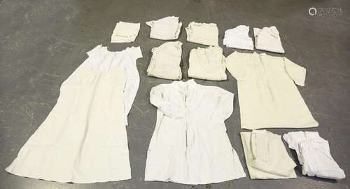 A group of heavy linen night shirts and other linen garments...