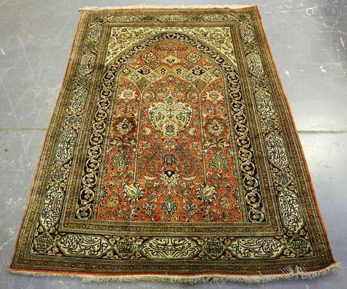 A Kashmir part silk prayer rug