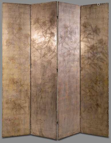 Max Kuehne American, 1880-1968 Four-Panel Floor Screen with ...
