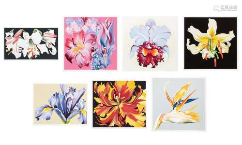 Lowell Nesbitt [FLOWERS] Seven color screenprints and lithog...