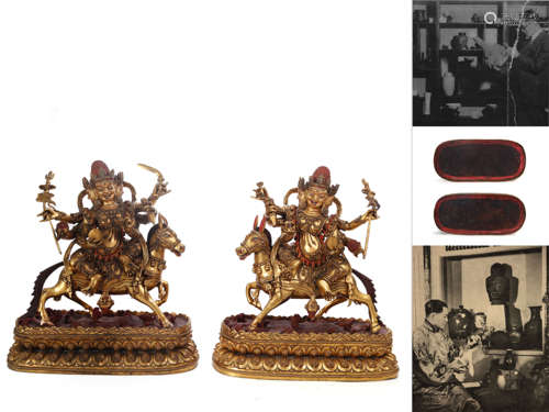 A Pair Of Gilt Bronze Baidain Lhamo