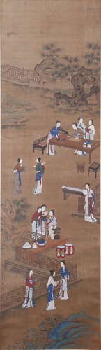 A Chinese Court Lady Painting, Qiu Ying Mark