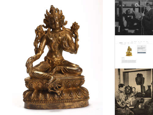 A Gilt Bronze Green Tara