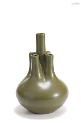 A Tea-Dust Glaze Five Tubes Vase