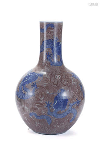 A Blue And White Underglaze Red Dragon Tianqiuping