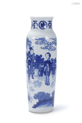 A Blue And White Figure Sleeve Vase