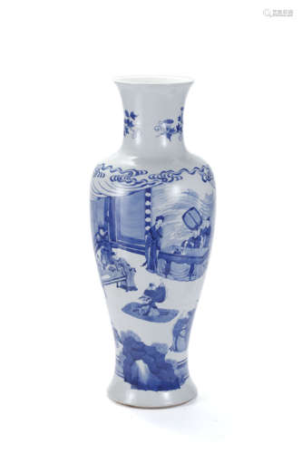 A Blue And White Figure And Story Vase, Chenghua Mark