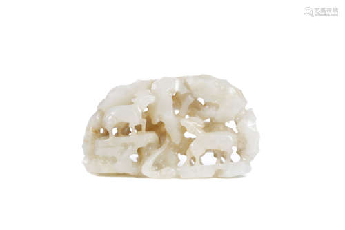 A White Jade Carved Mountain Boulder