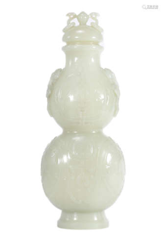 A White Jade Double-Gourds Bottle