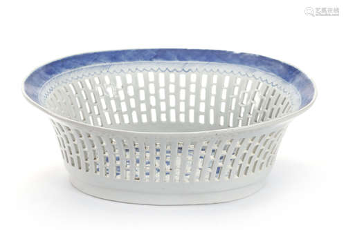 A Blue And White Landscape Openwork Basin