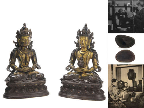 A Pair Of Gilt Bronze Bodhisattvas