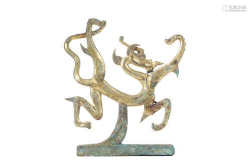 A Gilt Bronze Dragon Ornament