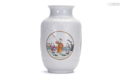 A Famille Rose Boys-Playing Lantern-Shaped Vase