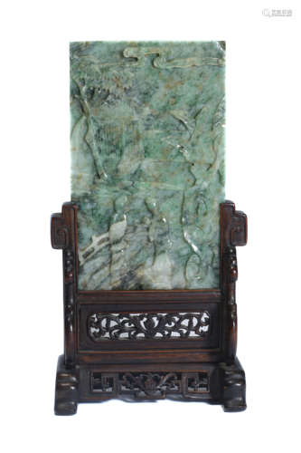 A Jadeite Figure Table Screen