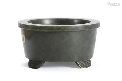 A Spinach-Green Jade Censer