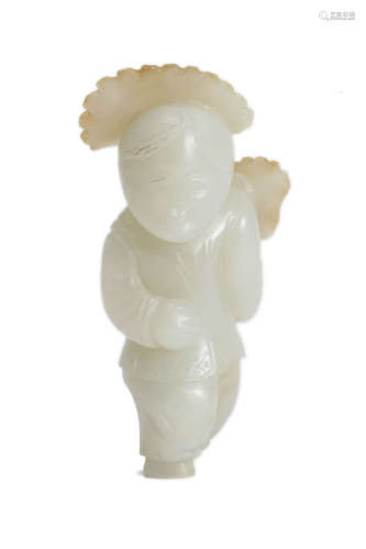 A White Jade Lotus Holding Boy