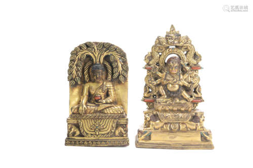 A Pair of Gilt Bronze Mahakala