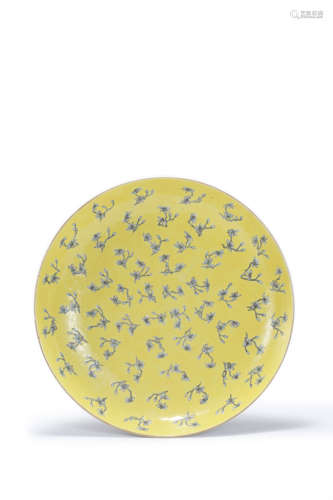 A Yellow Ground Famille Rose Floral Bowl