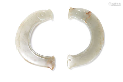 A Set Of White Jade Fish-Shaped Fittings