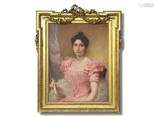 Urbain BOURGEOIS (1842-1911)<br />
Portrait de dame, 1897.<b...