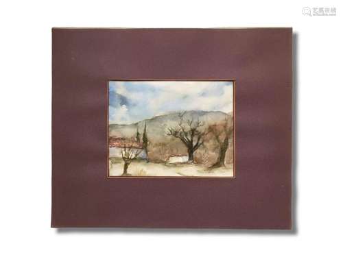 BEAUGESTE (XXème)<br />
Paysage, 1983.<br />
Aquarelle signé...