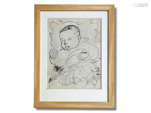 Henry SIMON (1910-1987)<br />
Enfant endormi<br />
Dessin à ...