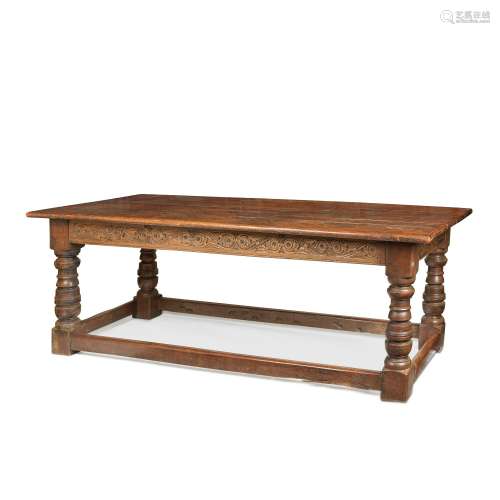 【TP】A 17TH CENTURY AND LATER OAK REFECTORY TABLE