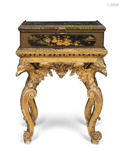 【TP】A RARE GEORGE II CARVED GILTWOOD CABINET STANDPossibly a...