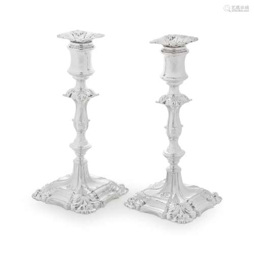 A PAIR OF GEORGE II STYLE CANDLESTICKS By Henry Wilkinson &a...