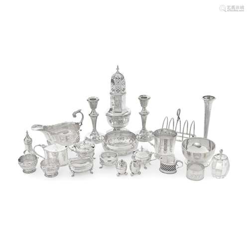 A COLLECTION OF TABLE SILVER Various dates and makers