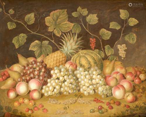 George Gray (British, 1758-1819) A still life of grapes, pea...