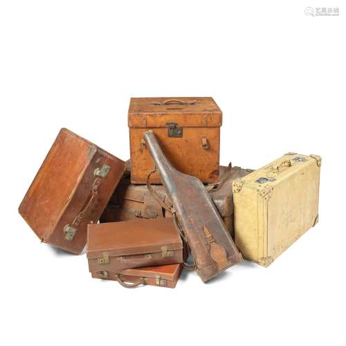 A COLLECTION OF LATE 19TH AND EARLY 20TH CENTURY LEATHER CAS...