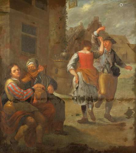 Flemish School, 18th Century Figures dancing and merrymaking...