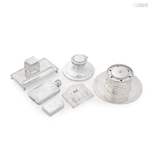 A COLLECTION OF SILVER DESK ITEMS  Various dates and makers ...