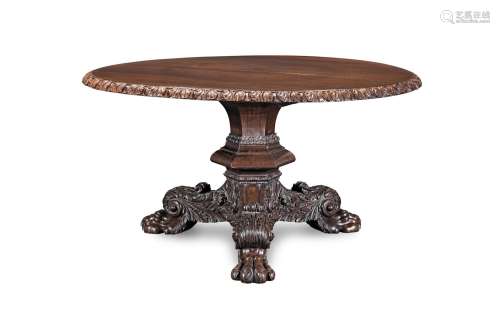 【TP】A GEORGE IV CARVED ROSEWOOD BREAKFAST OR CENTRE TABLE, A...