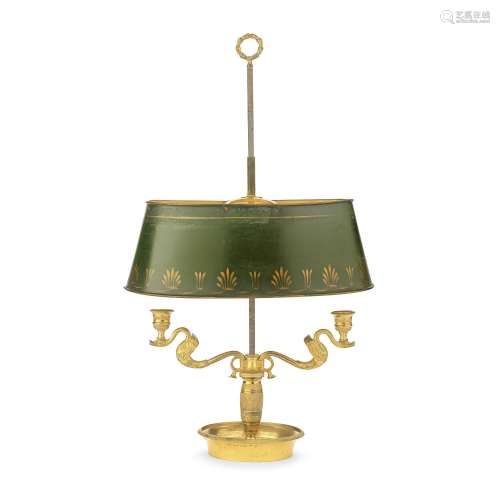 A DIRECTOIRE STYLE GILT BRONZE BOUILLOTTE LAMP Early 20th ce...