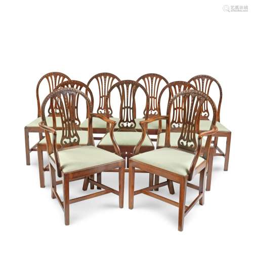 【TP】A SET OF NINE MAHOGANY DINING CHAIRSIn the George III st...