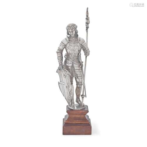 A GERMAN SILVER FIGURE OF JOAN OF ARC  Circa 1890,  stamped ...
