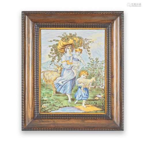 AN ITALIAN CASTELLI MAIOLICA PANEL 19th century