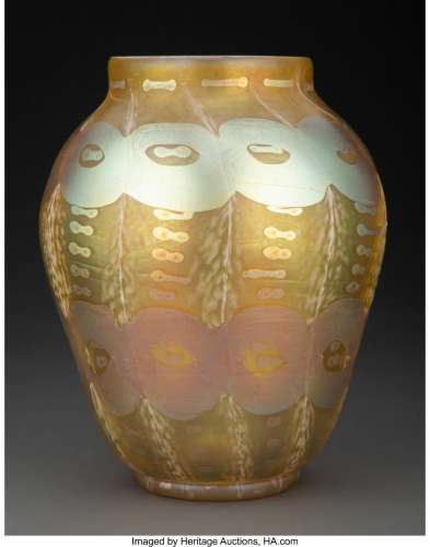 Early Tiffany Studios Decorated Favrile Glass Vase, 1894 Mar...