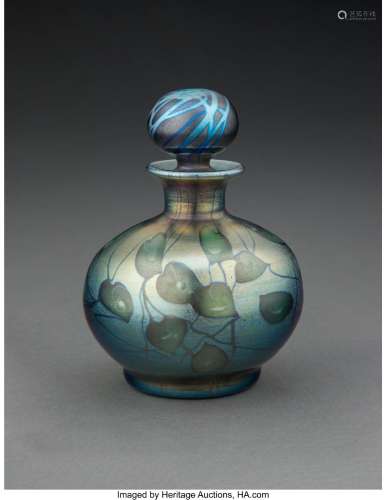 Tiffany Studios Favrile Glass Heart and Vine Perfume Bottle,...