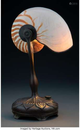 Tiffany Studios Nautilus Shell and Patinated Bronze Figural ...