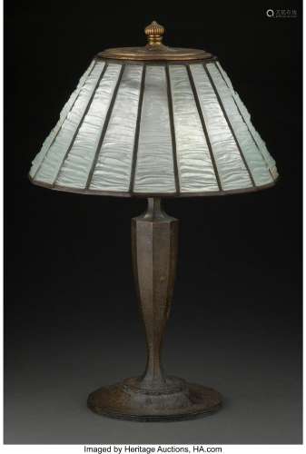 Tiffany Studios Leaded Glass and Patinated Bronze Linenfold ...