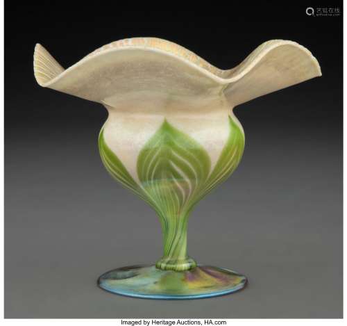 Tiffany Studios Decorated Favrile Glass Floriform Compote, 1...