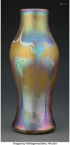 Large Decorated Iridescent Glass Vase Attributed to Alton Tr...