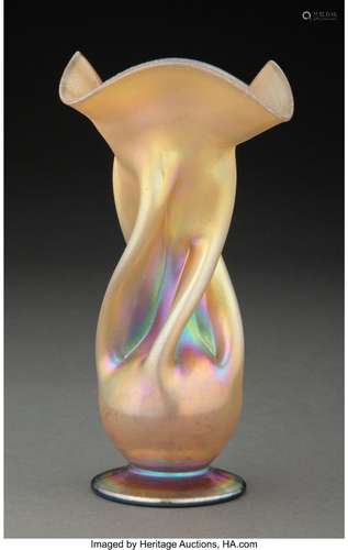 Steuben Gold Aurene Glass Twist Vase, circa 1905 Marks: aure...