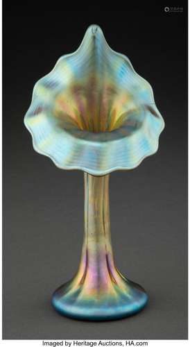 Steuben Decorated Gold Aurene Glass Jack-in-the-Pulpit Vase,...