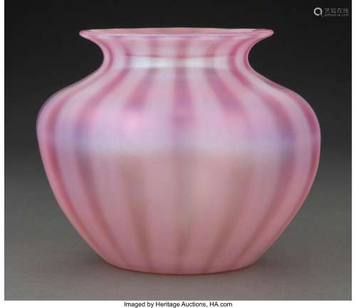 Steuben Iridescent Oriental Poppy Glass Vase, circa 1920 5-1...