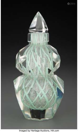 Exceptional Steuben Cut Green Cintra Glass Paperweight Colog...