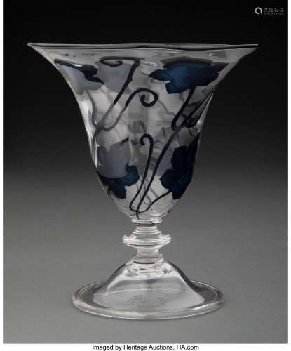 Rare Steuben Mirror Black Intarsia Glass Vase, circa 1929 6-...